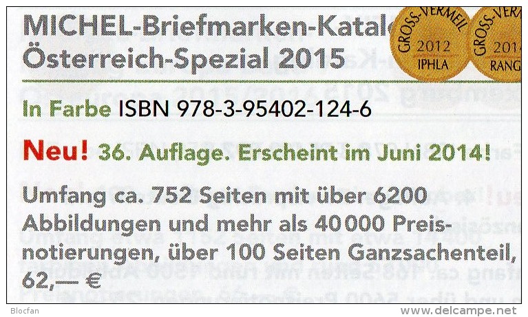 Spezial Katalog 2015 MICHEL Briefmarken Österreich Neu 62€ Bosnien Lombardei Venetien Special Catalogue Stamp Of Austria - Zonder Classificatie