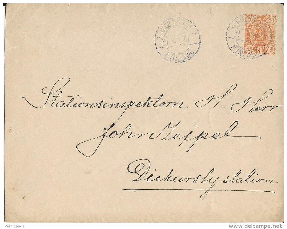 FINLANDE - 1890 - ENVELOPPE ENTIER POSTAL De DICKURSBY - Entiers Postaux