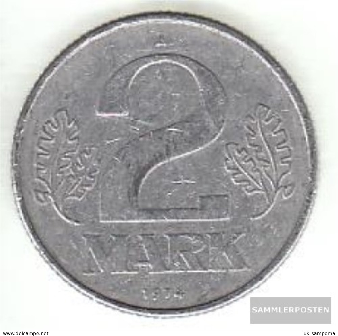 DDR Jägernr: 1516 1974 A Very Fine Aluminum Very Fine 1974 2 Mark State Emblem - 2 Marchi