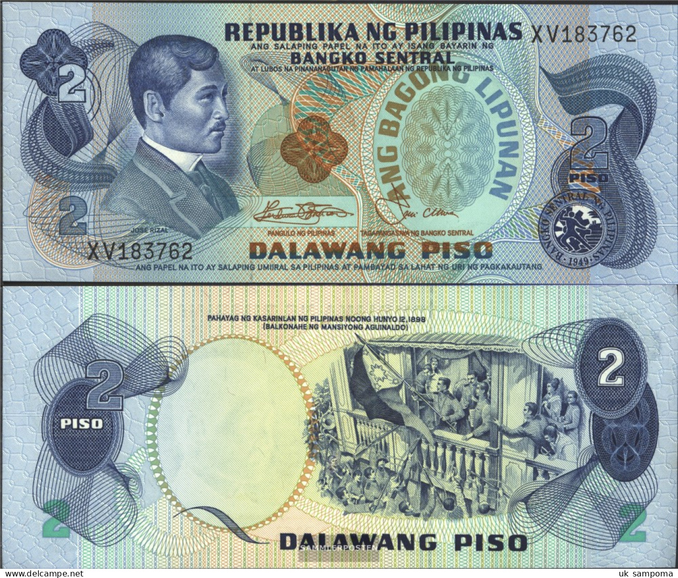 Philippines Pick-number: 159b Uncirculated 1978 2 Piso - Filipinas