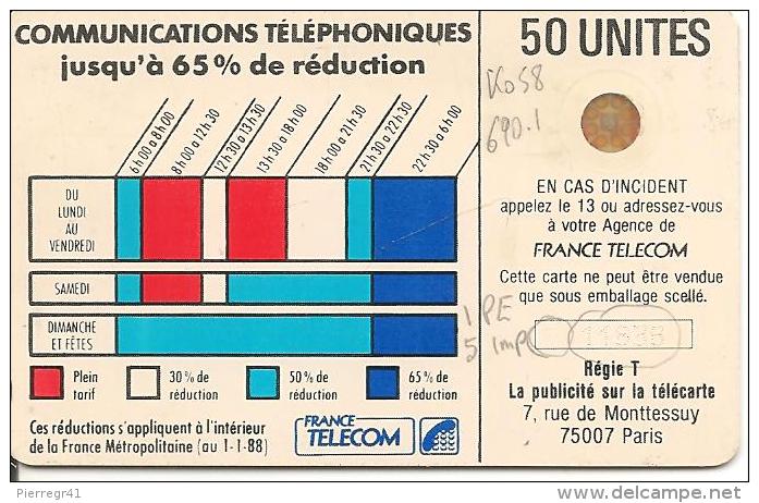 CARTE-PUBLIC-Ko58.690.1-50U-SC4On-S/E-SERIGRAPHIE- -Puce 7-1 Pe.5 Impact-CORDON BLANC--Série-N°7 11838--TBE - Cordons'