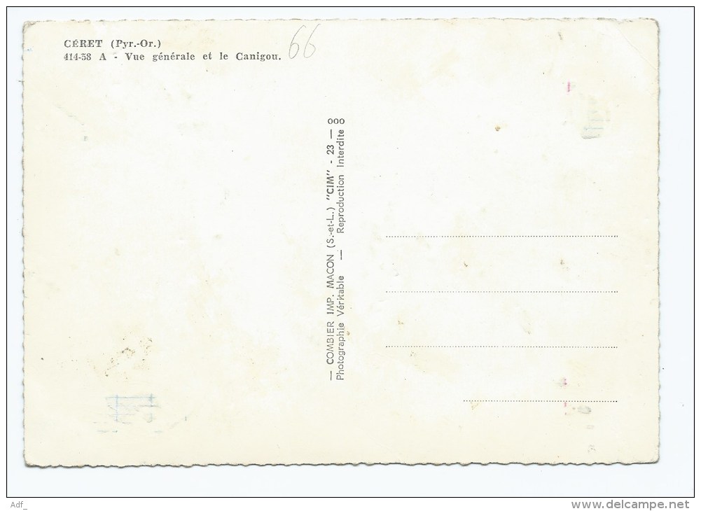CPSM COLORISEE CERET, VUE GENERALE AERIENNE ET LE CANIGOU, PYRENEES ORIENTALES 66 - Ceret