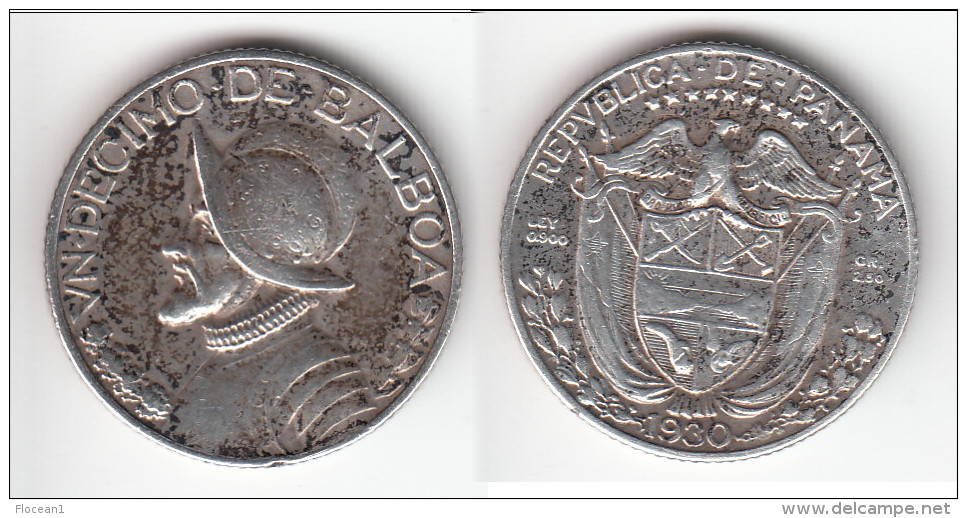 **** PANAMA - 1/10 BALBOA 1930 - UN DECIMO DE BALBOA 1930 - ARGENT - SILVER **** EN ACHAT IMMEDIAT !!! - Panama