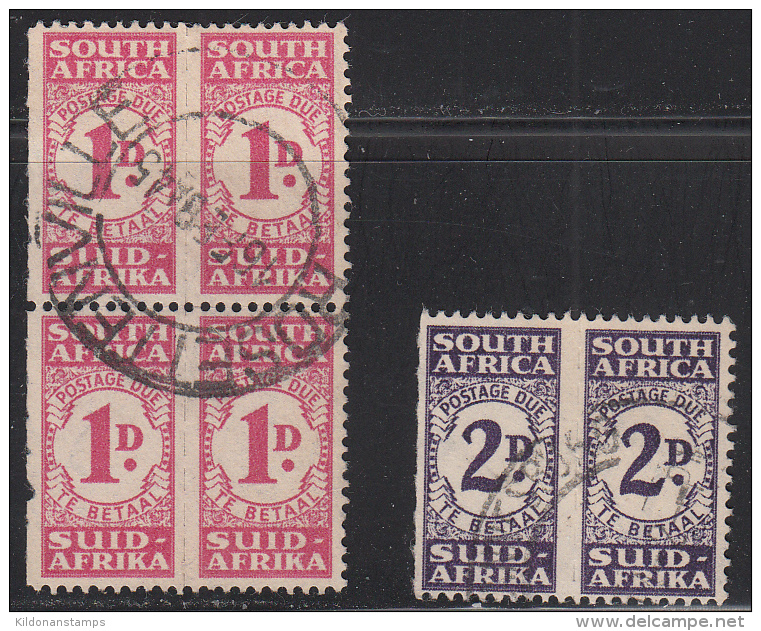 South Africa 1943-44 Postage Due, Cancelled, Sc# , SG D31 (x2) Pairs, D32a, Pair - Strafport