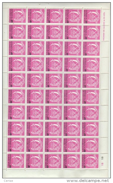 R.D.C. N° 693/707 Type Armoiries, Bloc De 50 Timbres - Ongebruikt