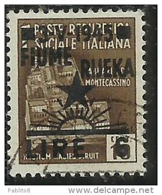 OCCUPAZIONE JUGOSLAVIA IUGOSLAVIA FIUME 1945 SOPRASTAMPATO D´ITALIA ITALY OVERPRINTED LIRE 6 SU CENT. 10 USATO USED - Jugoslawische Bes.: Triest