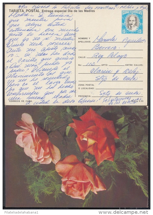 1990-EP-2 CUBA 1990. Ed.147a. MOTHER DAY SPECIAL DELIVERY. ENTERO POSTAL. POSTAL STATIONERY. ROSAS. ROSES. FLOWERS. FLOR - Brieven En Documenten