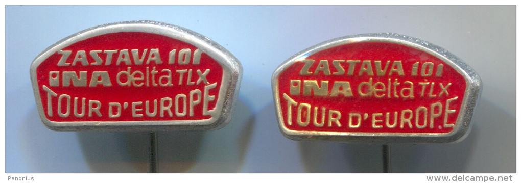 Rallye ZASTAVA INA Delta TLX - Car Automobile, Pin Badge, 2 Pieces - Rally