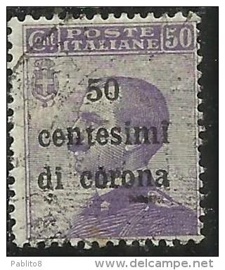 DALMAZIA 1921 - 1922 SOPRASTAMPATO D´ITALIA ITALY OVERPRINTED CENT. 50 SU 50 C USATO USED OBLITERE´ - Dalmatie