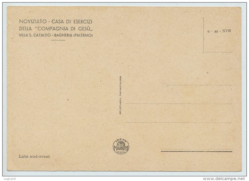 BAGHERIA (PA) NOVIZIATO CASA DI ESERCIZI SPIRITUALI VILLA S. CATALDO 1939 - Bagheria