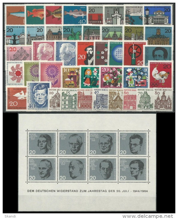 DEUTSCHLAND 1964 Mi-Nr. 412-61 Jahrgang/year Set ** MNH - Colecciones Anuales