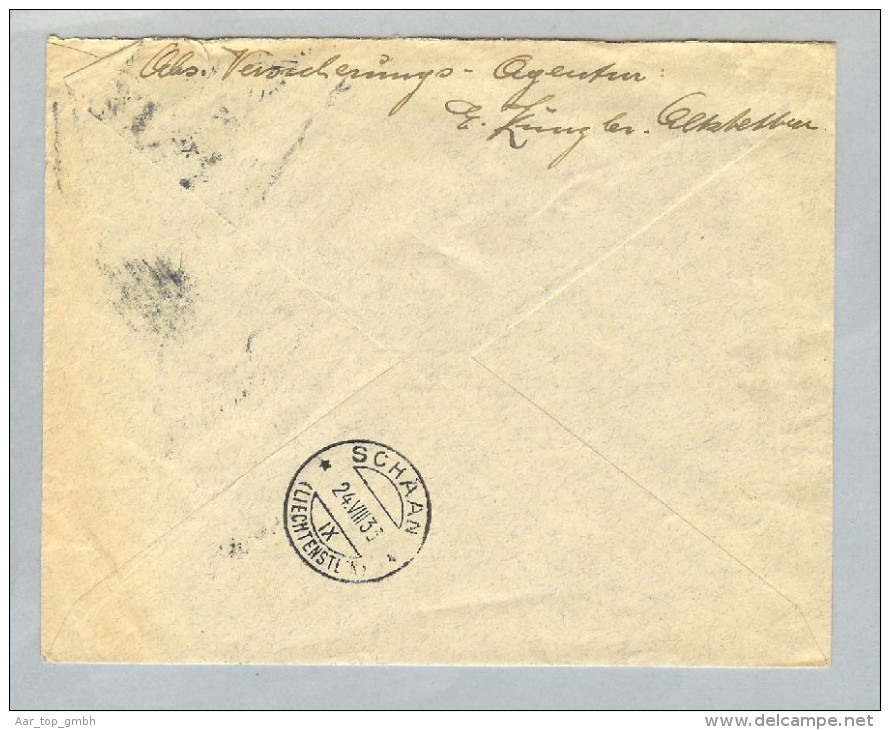 Liechtenstein 1933-08-25 Nachgesandter Brief Taxiert 10Rp. - Portomarken