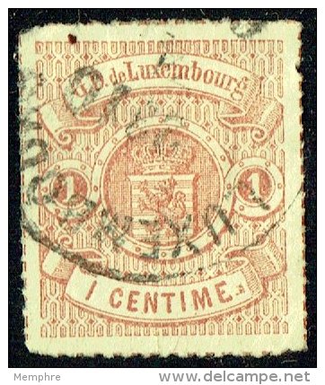 1865  Armoiries  Percé En Lignes Colorées   1 Cent.  Oblitéré - 1859-1880 Wappen & Heraldik