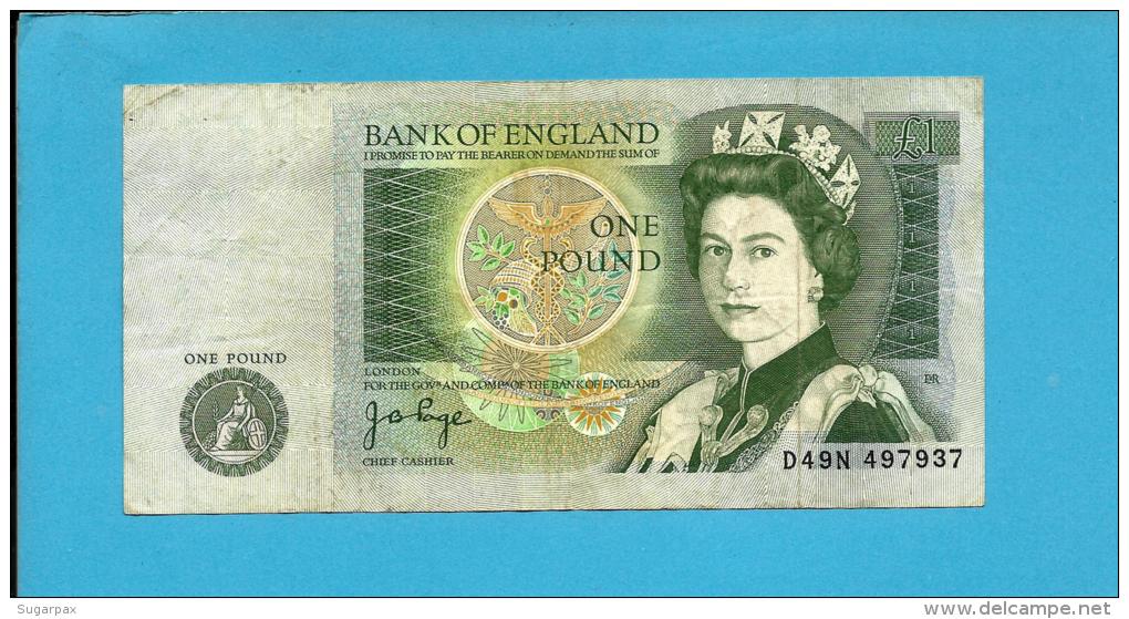 GREAT BRITAIN - 1 POUND - ND ( 1978 - 80 ) - P 377 A - Sign. J. B. Page - BANK OF ENGLAND - 2 Scans - 1 Pound