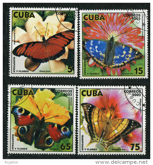 Cuba 2003. Butterflies - Complete Set Of 4 Stamps - Gebruikt