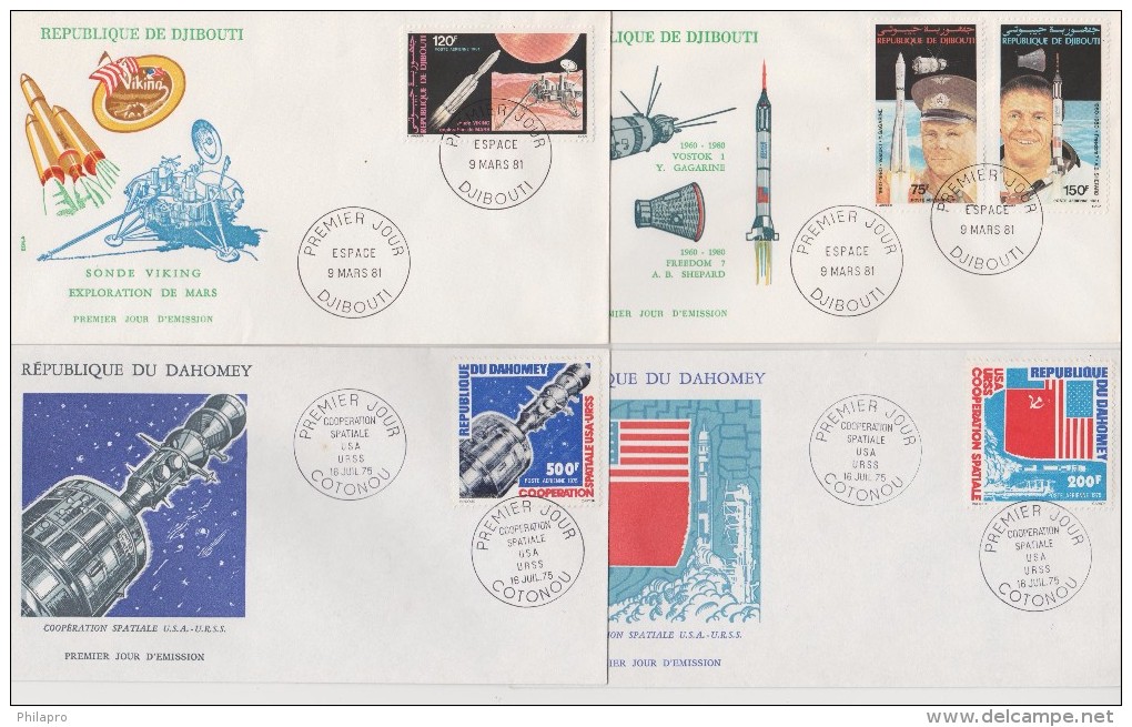 DAHOMEY +DJIBOUTI  4  FDC  SPACE      Réf   0152 - Autres & Non Classés