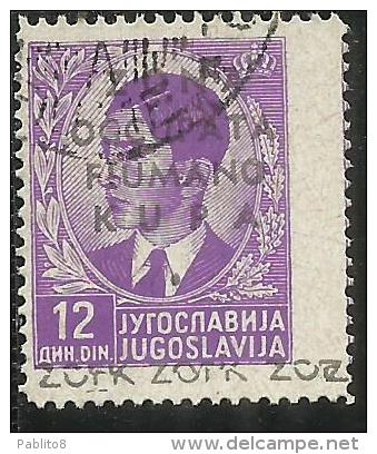 COLONIE ITALIANE: ZONA FIUMANO KUPA 1941 SOPRASTAMPATO OVERPRINTED 12 D USATO USED OBLITERE´ - Fiume & Kupa