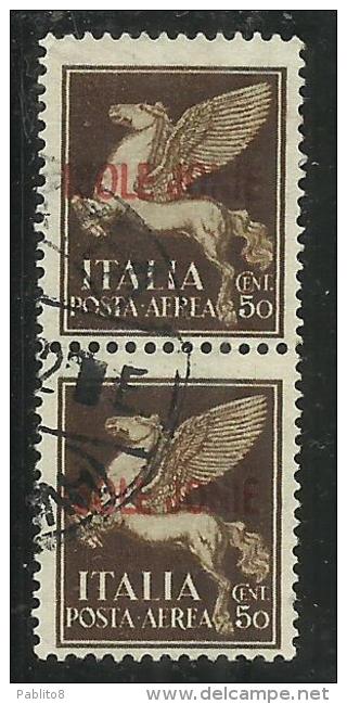 ISOLE JONIE 1941 SOPRASTAMPATO D´ITALIA ITALY OVERPRINTED POSTA AEREA AIR MAIL COPPIA USATA PAIR USED OBLITERE´ - Islas Jónicas