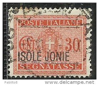 OCCUPAZIONI ITALIANE ISOLE JONIE 1941 SEGNATASSE POSTAGE DUE TASSE TAXES SOPRASTAMPATO ITALIA ITALY CENT. 30 USATO USED - Îles Ioniennes