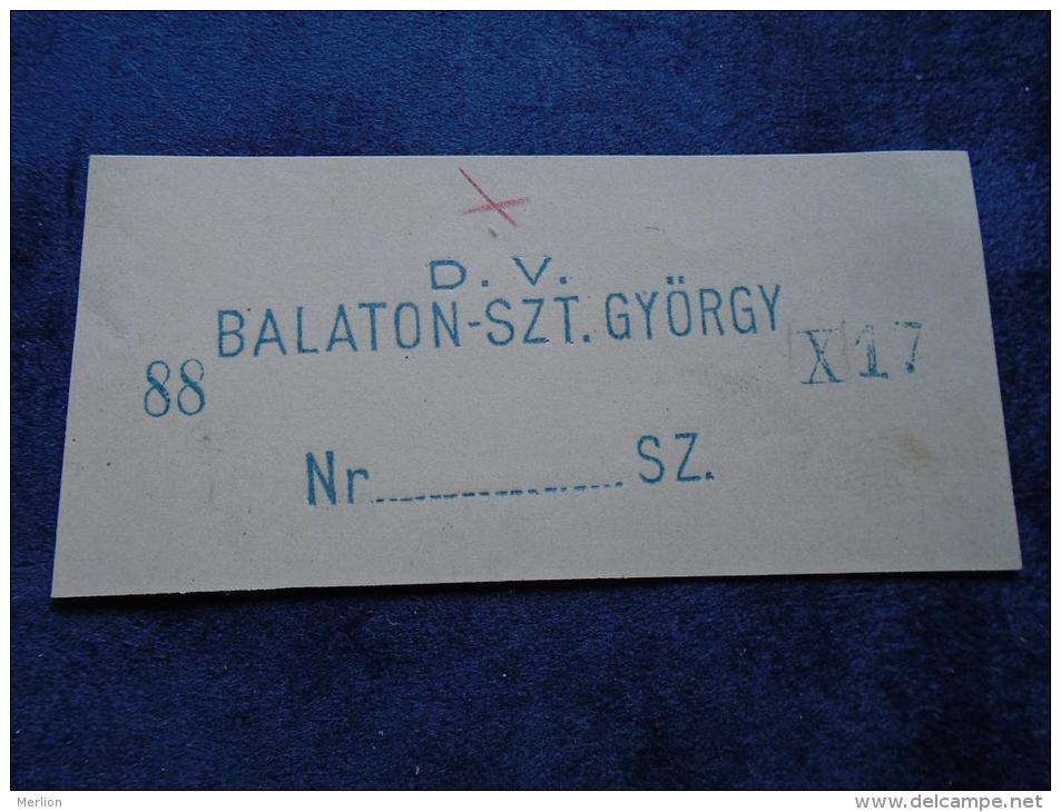 Hungary - D.V. Balatonszentgyörgy 88  -(Déli Vasút, Railway) SPECIMEN -  Postmark  -handstamp  J1228.6 - Marcophilie