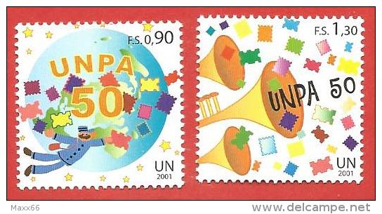 ONU - NAZIONI UNITE GINEVRA MNH 2001 - 50° Anniversary UN Postal Administration - 0,90 + 1,30 Fr. - NT-GE 424-425 - Ongebruikt