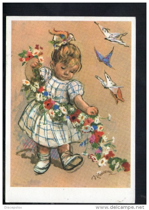 D3091 STUDIUM CHRISTI:  ILLUSTRAZIONE A. ZANDRINO CON CITAZIONE SALMI: BAMBINI ENFANT FILLE CHILDREN - ILLUSTRATION - Zandrino