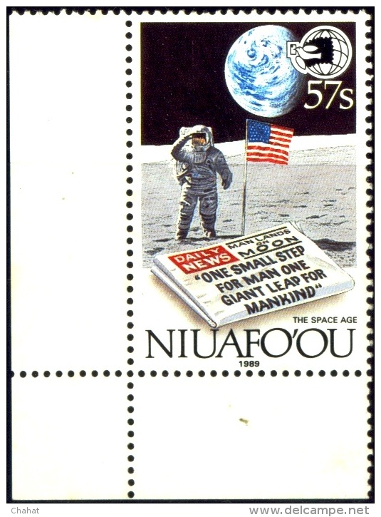 SPACE-MAN ON THE MOON-APOLLO XI-NIUAF´OU-1989-MNH-B4-402 - Oceania