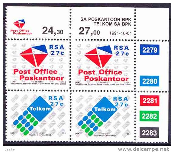 South Africa -1991 - Establishment Of Post Office Ltd And Telkom - Control Block - Ongebruikt