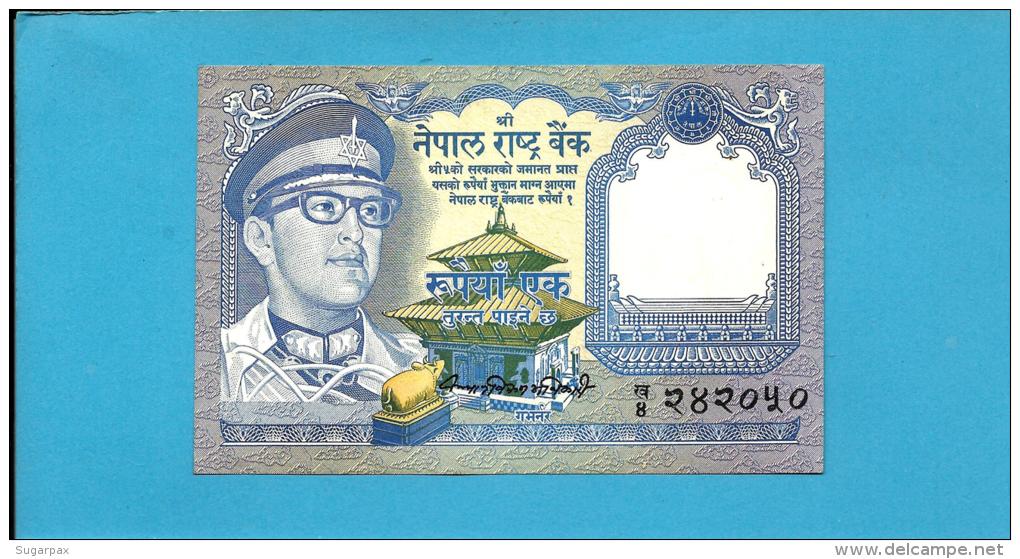 NEPAL - 1  Rupee - ND ( 1974 ) - P 22 - Sign. 10 - UNC. - King Birendra Bir Bikram - 2 Scans - Nepal