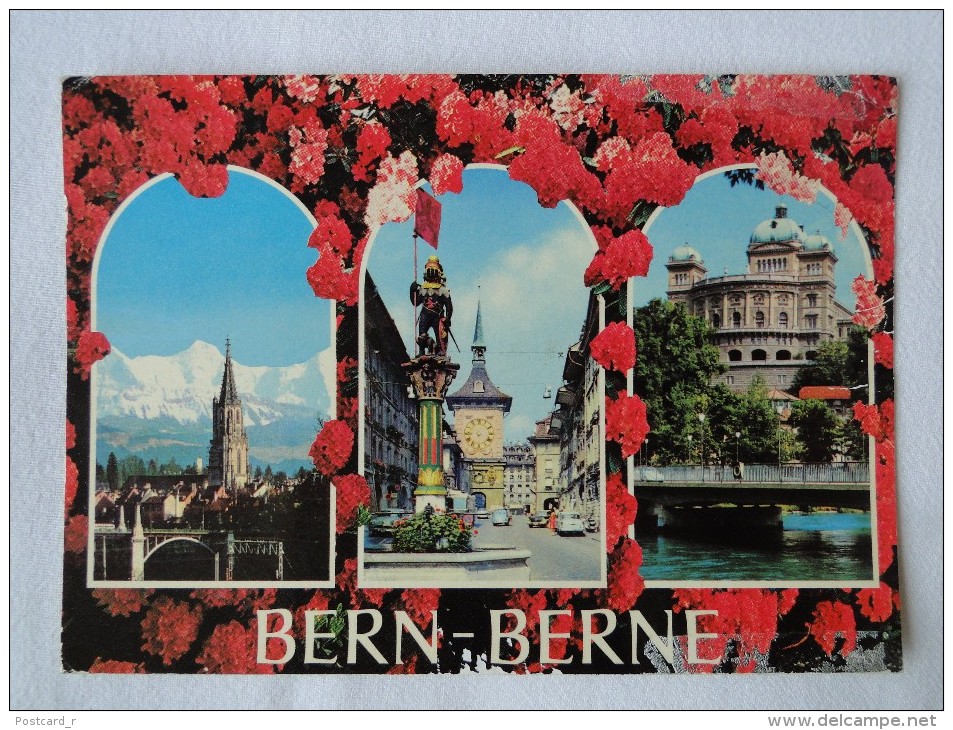 Switzerland  Bern Und Die Alpen Zähringerbrunnen Mit Zytglockenturm Bundeshaus Und Aare  Stamps A 22 - Bern