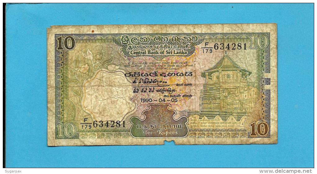 SRI LANKA ( CEYLON ) - 10 RUPEES - 05.04.1990 - Pick 96 -  Temple Of Tooth In Kandy - 2 Scans - Sri Lanka