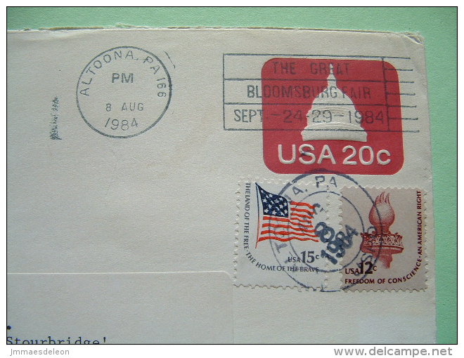 USA 1984 Stationery To England - Capitol (U601) - Flag Freedom Flame - Bloomsburg Fair Slogan - 1981-00