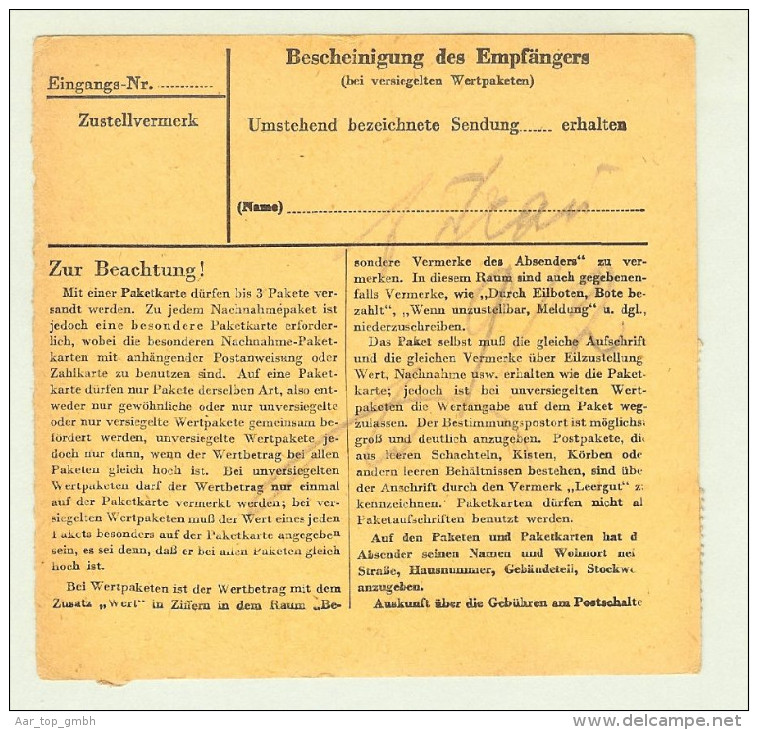 Heimat Luxemburg Wahl Lang-O 194? Paketkarte DR-Marken - 1940-1944 Duitse Bezetting