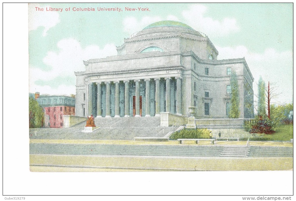 UNITED STATES 1908-  VINTAGE POSTCARD -NEW YORK - LIBRARY OF COLUMBIA UNIVERSITY  SENT TO ARGENTINA W 1 ST OF 2 C POSTM - Autres Monuments, édifices
