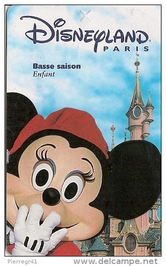 PASS-DISNEYLAND-PARIS-199 9- HIVER-MINNIE-ENFANT-V°SPE OS-99/02/MIN-V° Odyssée TB E - Disney-Pässe