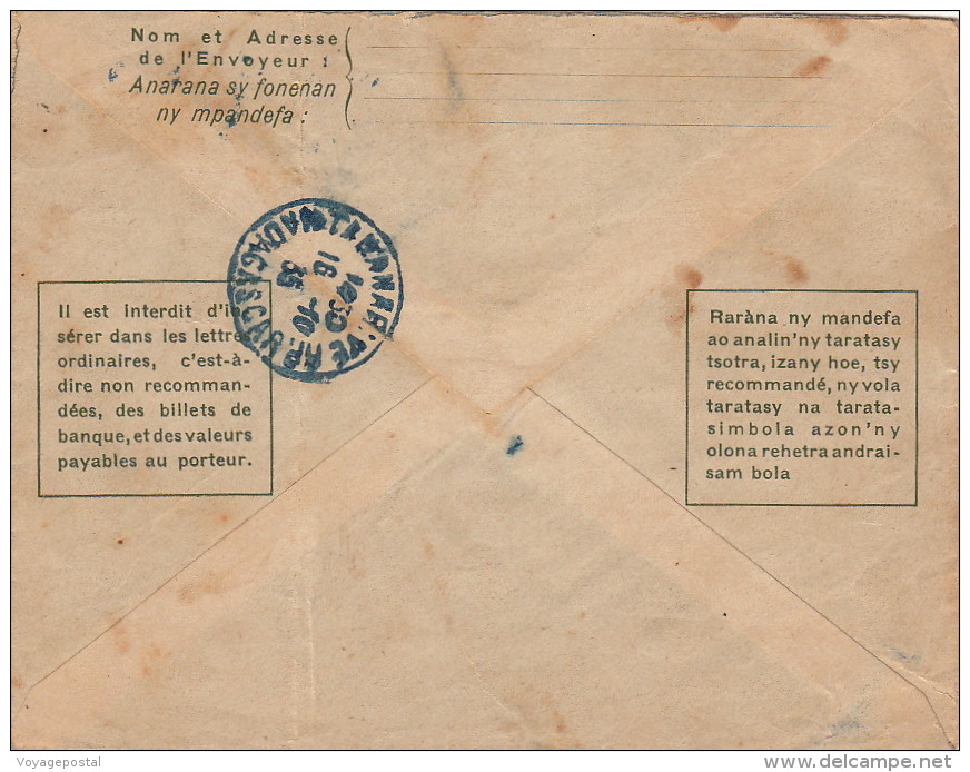 Madagascar TSF Cachet Bleu Tananarive RP 1935 - Briefe U. Dokumente