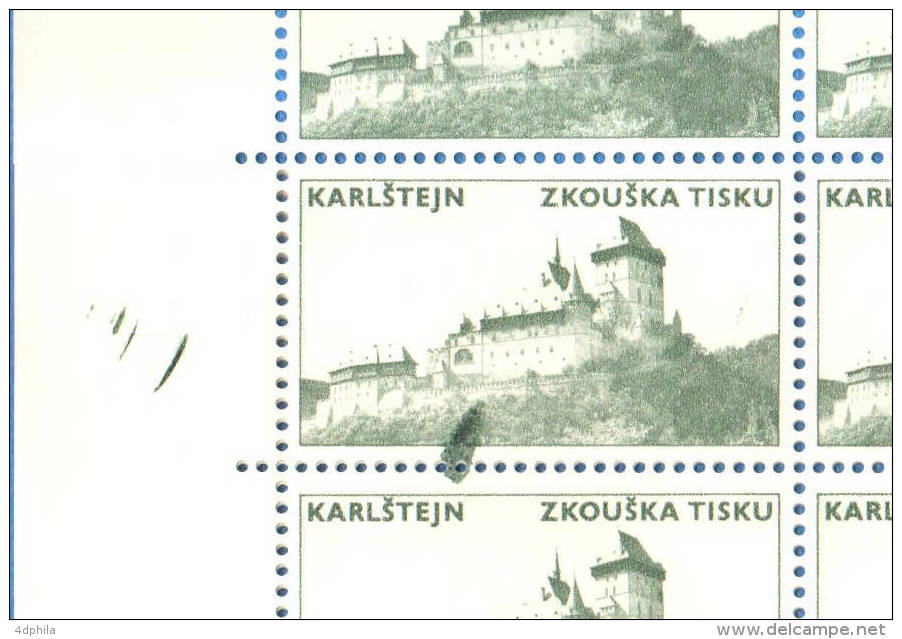 Czechoslovakia 1966 Karlštejn - Light - Sheet Of 50 Dummy Stamps - Specimen Essay Proof Trial Prueba Probedruck Test - Proofs & Reprints