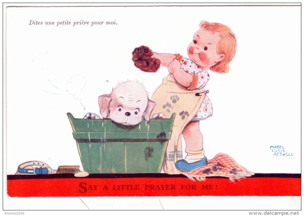 Valentine " Attwell " Postcards -"  Dites Une Petite Prière Pour Moi" CHIEN  - 1959 - Attwell, M. L.