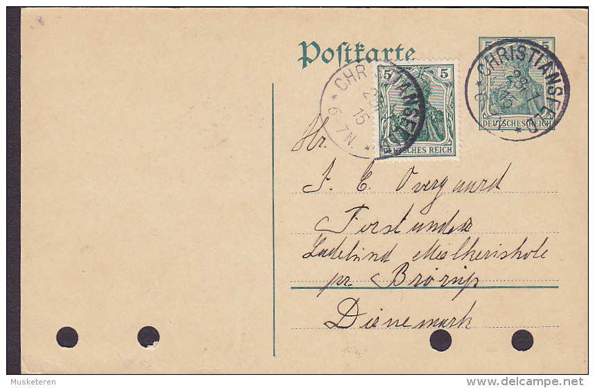 Deutsches Reich Uprated Postal Stationery Ganzsache CHRISTIANSFELD Schleswig 1915 BRØRUP Denmark (2 Scans) - Cartes Postales