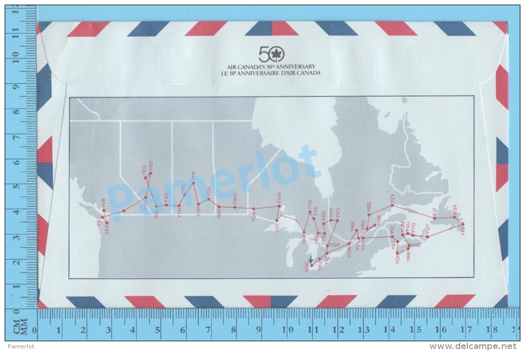 50 Eme Air Canada ( En Route  Expo 86, Service De Poste,  Escale Windsor Ontario 23-04-1986,  Aerogramme )  2 Scans - Commemorativi