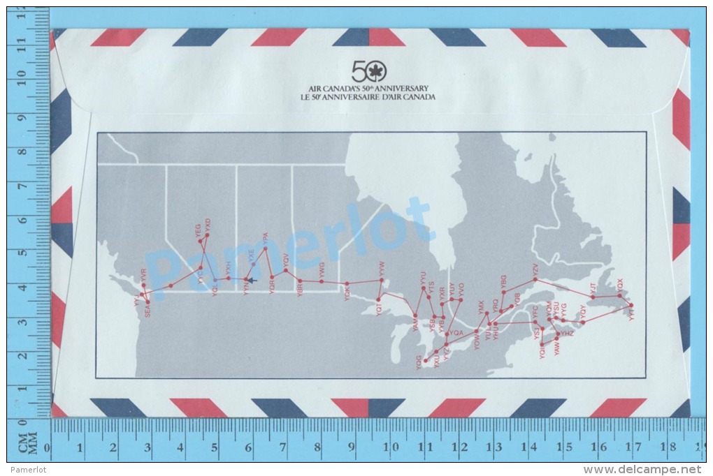 50 Eme Air Canada ( En Route  Expo 86, Service De Poste, Escale Swift Current SASK., 02-05-1986, Aerogramme )2 Scans - Commemorative Covers