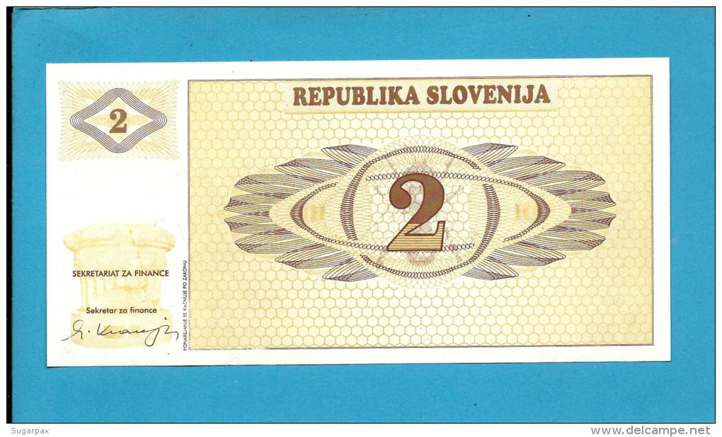 SLOVENIA - 2 TOLARJEV - 1990 - Pick 2 -  UNC. - Prefix AI - Republika Slovenija - 2 Scans - Slovenia