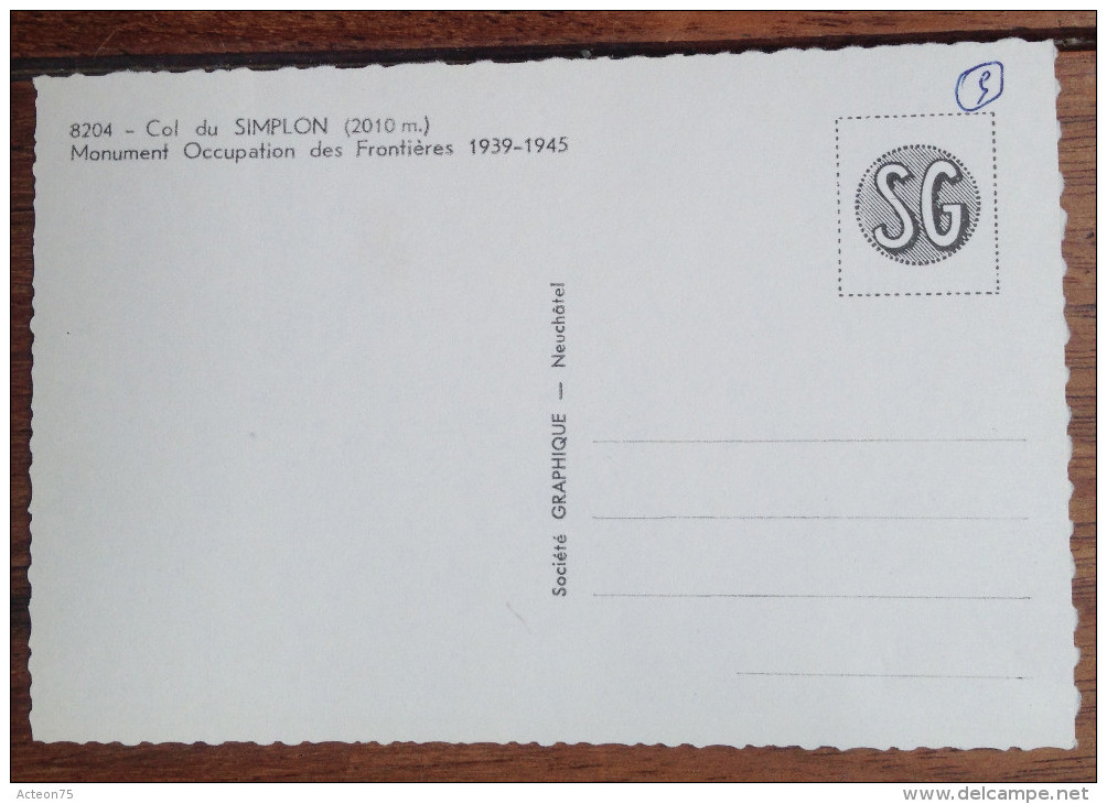 3 Cartes Postales - Suisse - Simplon (col / Monument / Hôtel Bellevue) - Années 1960 - Bellevue