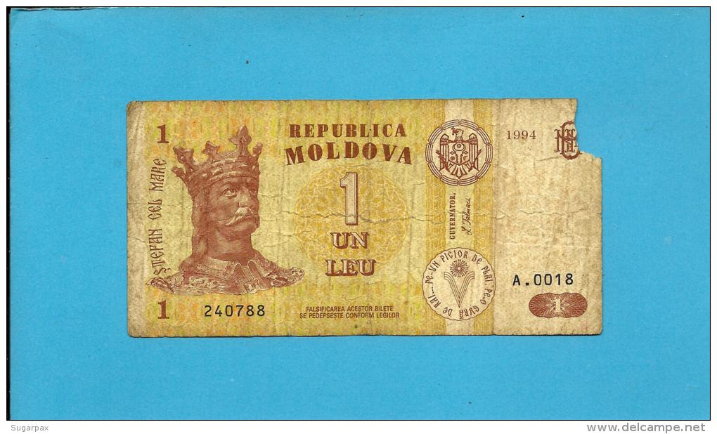 MOLDOVA - 1 LEU - 1994 - Pick 8 - Serie A.0018 - Republica - Moldavia