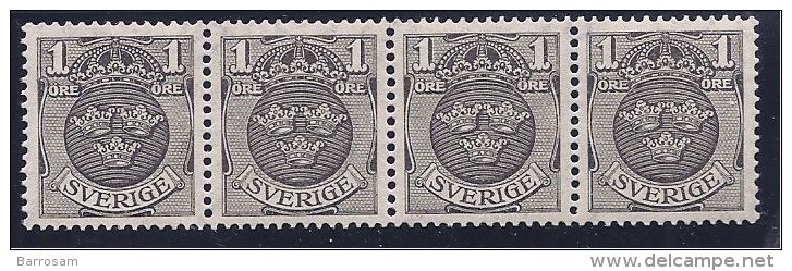 Sweden1911-19: Michel95 Strip Of 4 - Ungebraucht