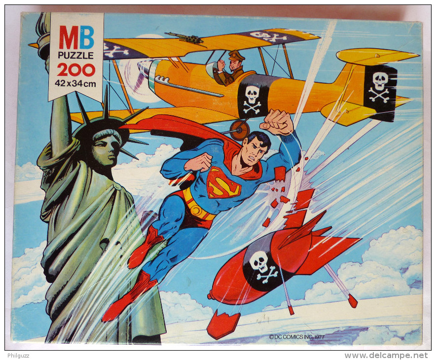 Puzzle MB 1980 - SUPERMAN - 200 Pièces DC Statue De La Liberté Complet - Puzzles