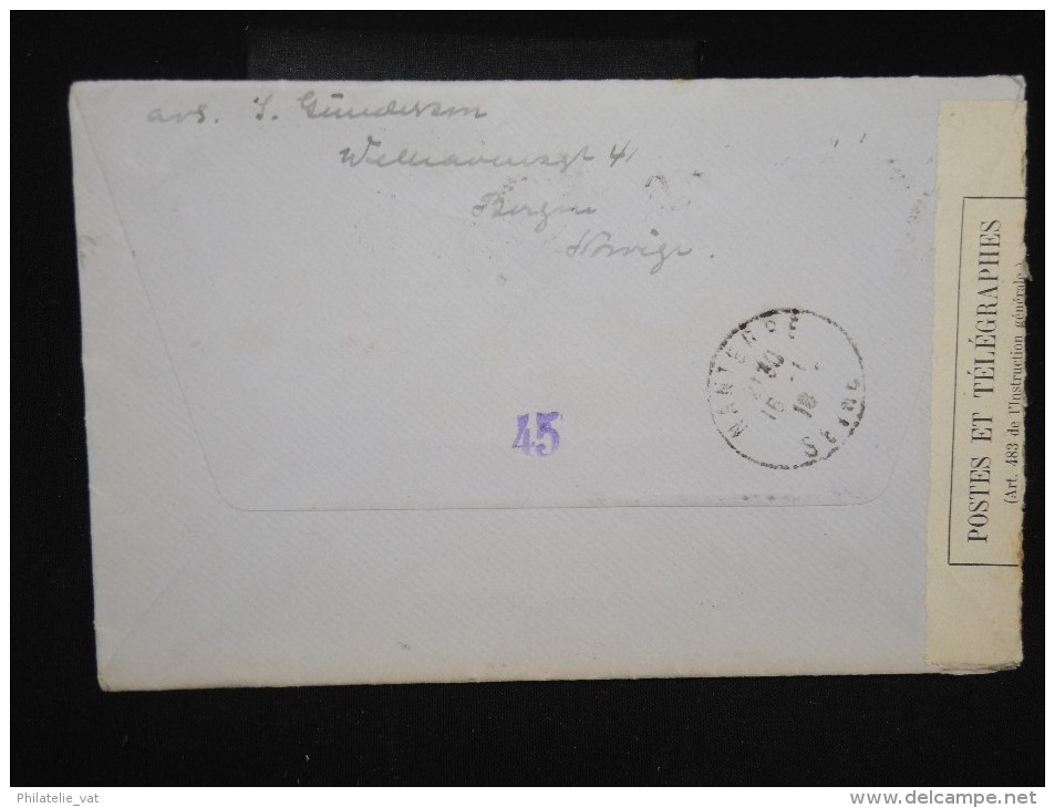 NORVEGE -Enveloppe De Bergen Pour La France En 1916 - Avec Controle - Aff Paire De Carnet - à Voir - P7910 - Storia Postale