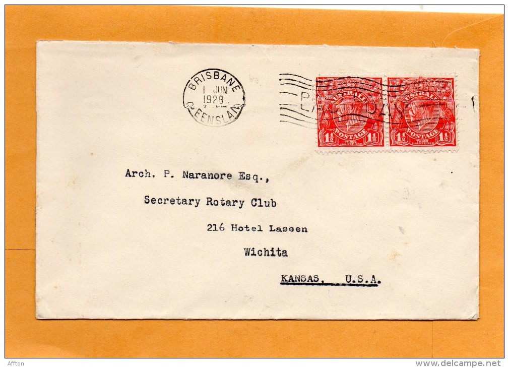 Australia 1928 Cover Mailed To USA - Brieven En Documenten