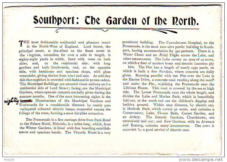 MUNICIPAL GARDENS SOUTHPORT . FORMAT CARTE POSTALE PUBLICITE HISTORIQUE - Southport