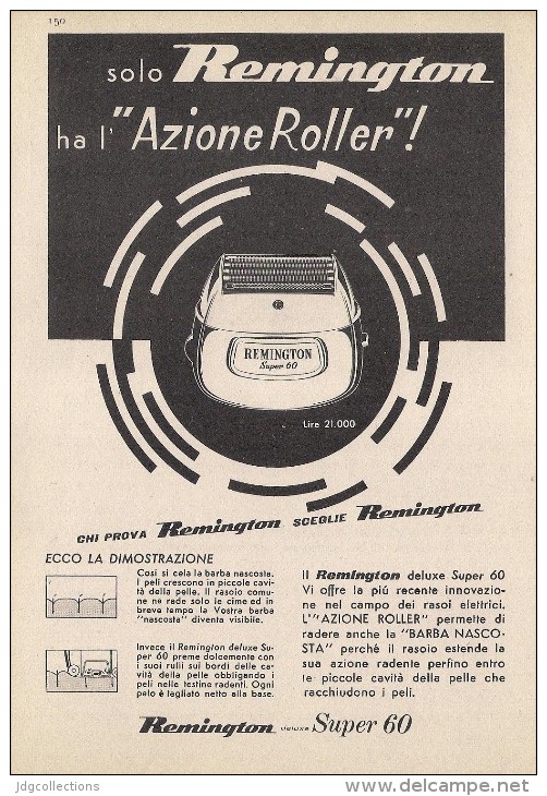 # ELECTRIC SHAVER REMINGTON 1950s Advert Pubblicità Publicitè Reklame Razor Rasoio Rasoir Rasuradora - Rasierklingen